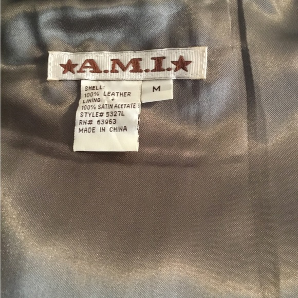 A.M.I.⭐️ GREEN LEATHER BLAZER/COMPLETELY LINED/SIZE M - Picture 6 of 6